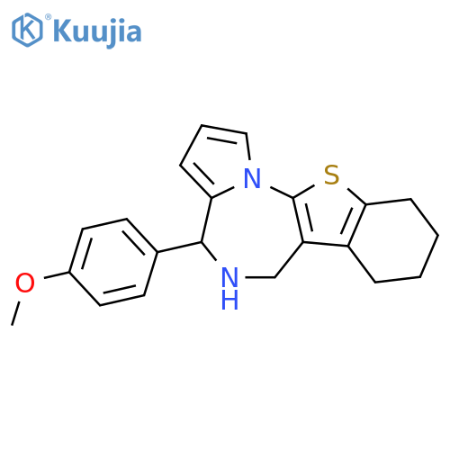 4H-[1]Benzothieno[3,2-f]pyrrolo[1,2-a][1,4]diazepine,5,6,7,8,9,10-hexahydro-4-(4-methoxyphenyl)- structure