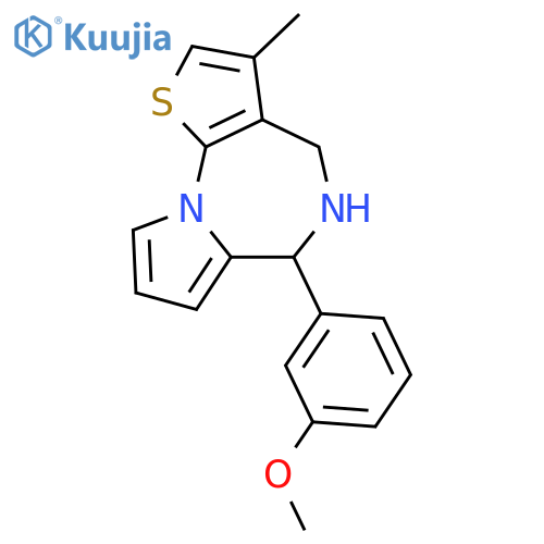 6-(3-methoxyphenyl)-3-methyl-5,6-dihydro-4H-pyrrolo[1,2-a]thieno[3,2-f][1,4]diazepine structure