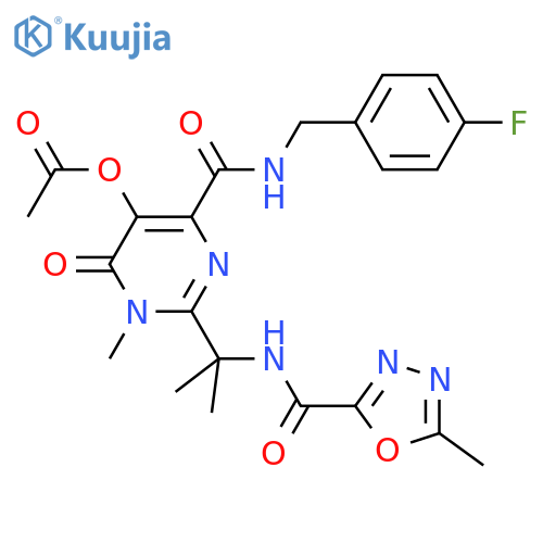 4-Pyrimidinecarboxamide, 5-(acetyloxy)-N-[(4-fluorophenyl)methyl]-1,6-dihydro-1-methyl-2-[1-methyl-1-[[(5-methyl-1,3,4-oxadiazol-2-yl)carbonyl]amino]ethyl]-6-oxo- structure