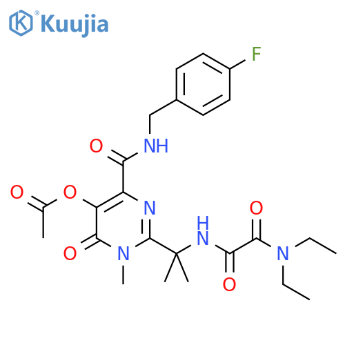 Ethanediamide, N2-[1-[5-(acetyloxy)-4-[[[(4-fluorophenyl)methyl]amino]carbonyl]-1,6-dihydro-1-methyl-6-oxo-2-pyrimidinyl]-1-methylethyl]-N1,N1-diethyl- structure