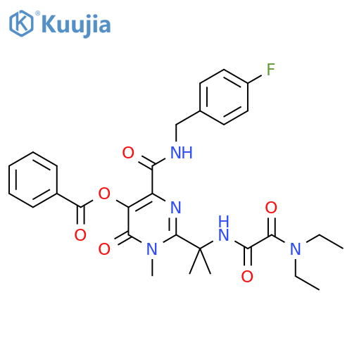 Ethanediamide, N2-[1-[5-(benzoyloxy)-4-[[[(4-fluorophenyl)methyl]amino]carbonyl]-1,6-dihydro-1-methyl-6-oxo-2-pyrimidinyl]-1-methylethyl]-N1,N1-diethyl- structure