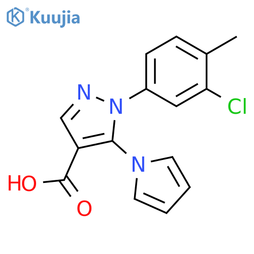1-(3-chloro-4-methylphenyl)-5-(1H-pyrrol-1-yl)-1H-pyrazole-4-carboxylic acid structure