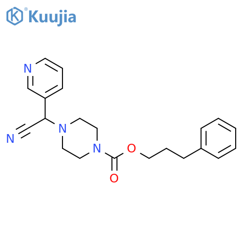 1-Piperazinecarboxylic acid, 4-(cyano-3-pyridinylmethyl)-, 3-phenylpropyl ester structure