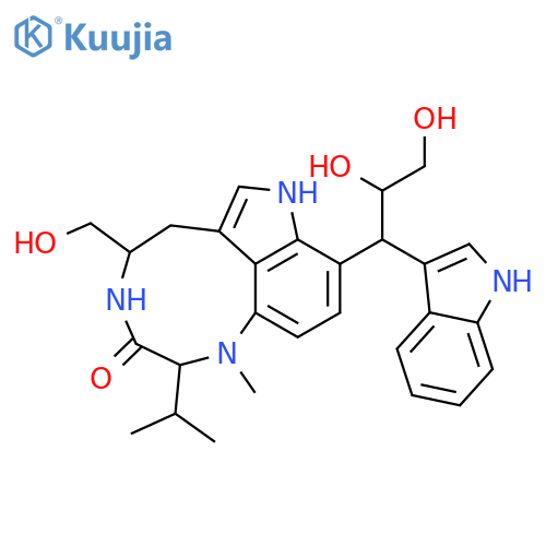 3H-Pyrrolo[4,3,2-gh]-1,4-benzodiazonin-3-one,9-[(1S,2S)-2,3-dihydroxy-1-(1H-indol-3-yl)propyl]-1,2,4,5,6,8-hexahydro-5-(hydroxymethyl)-1-methyl-2-(1-methylethyl)-,(2S,5S)- structure