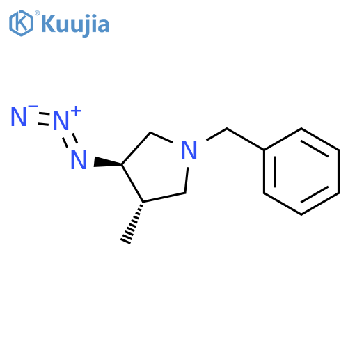 Pyrrolidine, 3-azido-4-methyl-1-(phenylmethyl)-, (3R,4S)- structure
