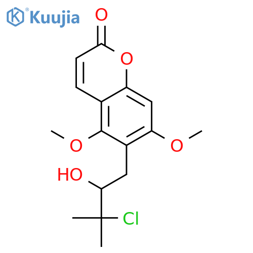 5,7-dimethoxy-6-(3'-chloro-2'-hydroxy-3'-methylbutyl)coumarin structure