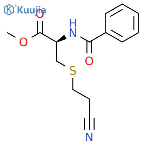 L-Cysteine, N-benzoyl-S-(2-cyanoethyl)-, methyl ester structure