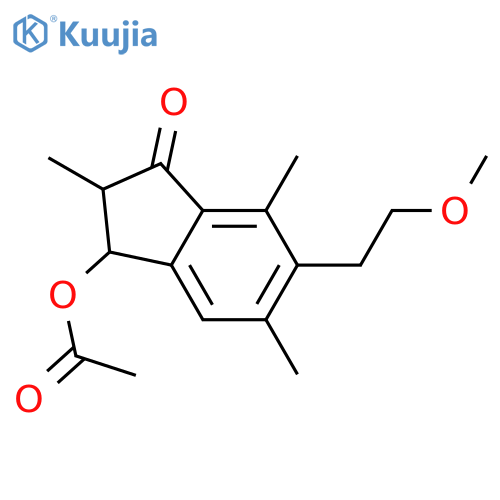 3-acetoxy-6-(β-methoxy)ethyl-2,5,7-trimethyl-1-indanone structure