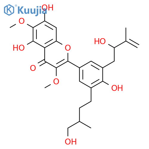 5,7-Dihydroxy-2-[4-hydroxy-3-(2-hydroxy-3-methyl-3-buten-1-yl)-5-(4-hydroxy-3-methylbutyl)phenyl]-3,6-dimethoxy-4H-chromen-4-one structure