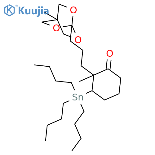 Cyclohexanone, 2-methyl-2-[3-(4-methyl-2,6,7-trioxabicyclo[2.2.2]oct-1-yl)propyl]-3-(tributylstannyl)-, trans- (9CI) structure