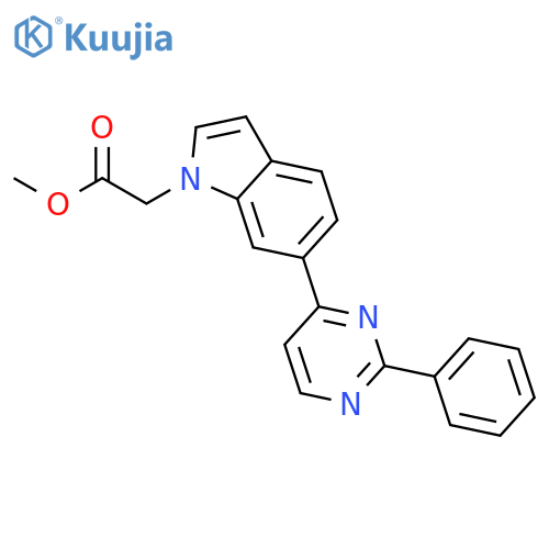 1H-Indole-1-acetic acid, 6-(2-phenyl-4-pyrimidinyl)-, methyl ester structure