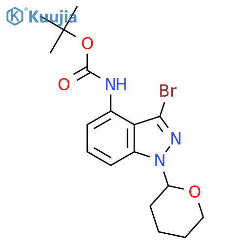 Tert-Butyl (3-bromo-1-(tetrahydro-2H-pyran-2-yl)-1H-indazol-4-yl)carbamate structure