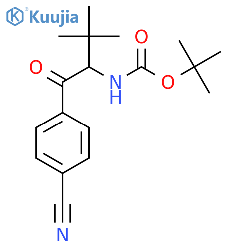 2-(Boc-amino)-2-t-butyl-1-(4-cyanophenyl)ethanone structure