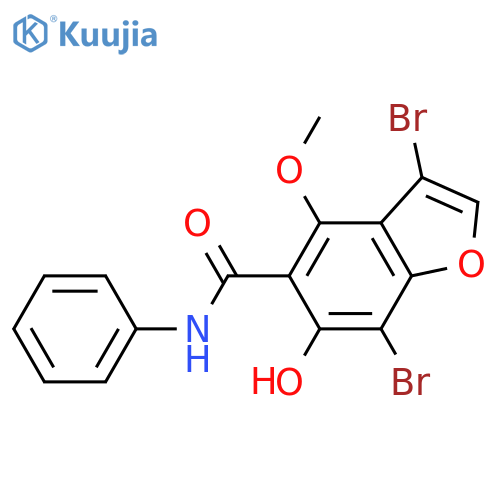 3,7-Dibromo-6-hydroxy-4-methoxy-N-phenylbenzofuran-5-carboxamide structure