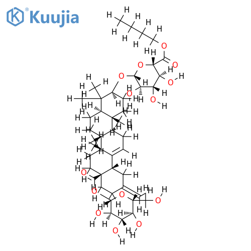 3-O-(6-butyl ester)-beta-D-glucuropyranosyl-30-norolean-12,20(29)-dien-28-oic acid-28-O-beta-D-glucopyranoside structure