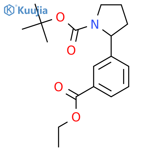 2-(3-Ethoxycarbonyl-phenyl)-pyrrolidine-1-carboxylic acid tert-butyl ester structure