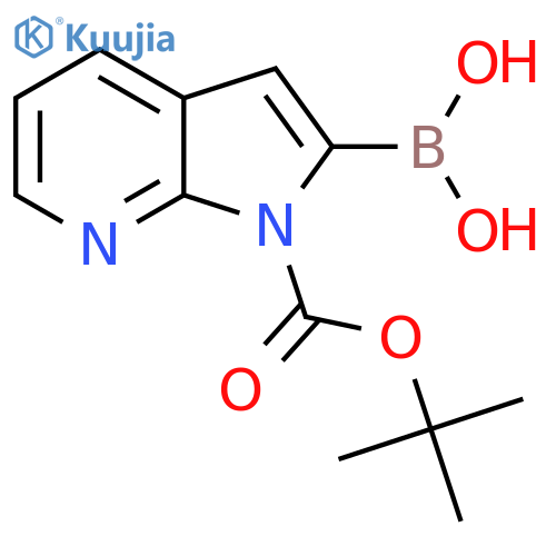 {1-[(tert-butoxy)carbonyl]-1H-pyrrolo[2,3-b]pyridin-2-yl}boronic acid structure