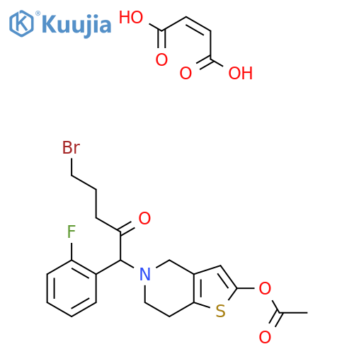 1-2-(Acetyloxy)-6,7-dihydrothieno3,2-cpyridin-5(4H)-yl-5-bromo-1-(2-fluorophenyl)-2-pentanone (2Z)-2-Butenedioate structure