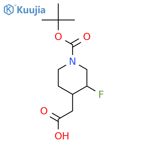 2-{1-[(tert-butoxy)carbonyl]-3-fluoropiperidin-4-yl}acetic acid structure