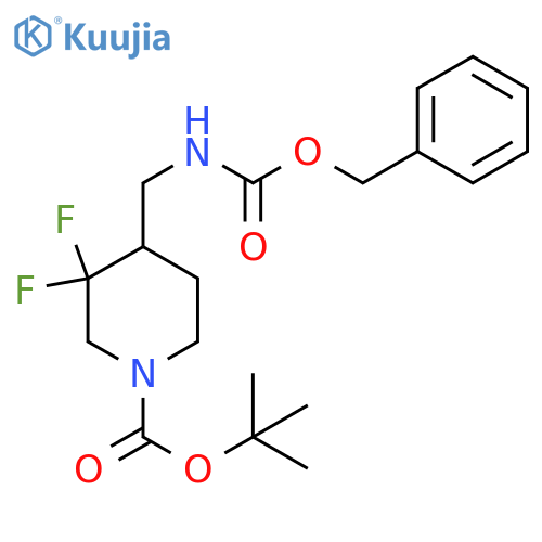 tert-butyl 4-((benzyloxycarbonylamino)methyl)-3,3-difluoropiperidine-1-carboxylate structure