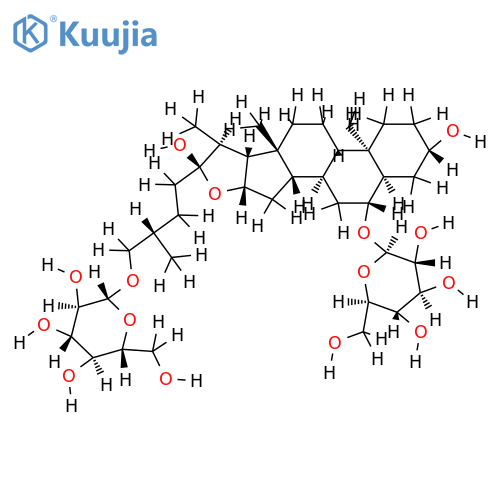 (25S)-6-O-beta-D-glucopyranosyl-5beta-furostan-3beta,6beta,22alpha,26-tetraol-26-O-beta-D-glucoside structure