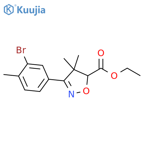 ethyl 3-(3-bromo-4-methylphenyl)-4,4-dimethyl-4,5-dihydroisoxazole-5-carboxylate structure