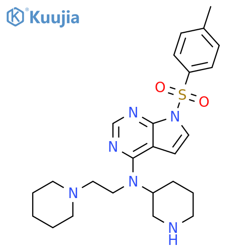 N-(2-(piperidin-1-yl)ethyl)-N-(piperidin-3-yl)-7-tosyl-7H-pyrrolo[2,3-d]pyrimidin-4-amine structure