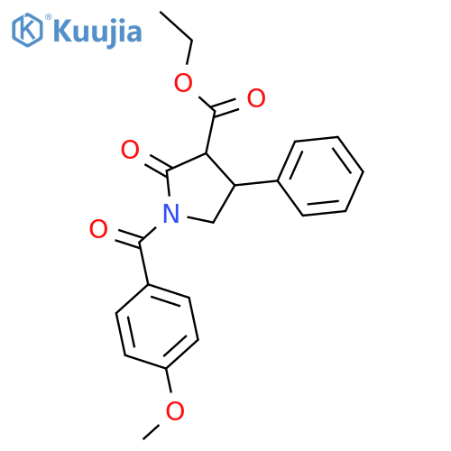 3-Pyrrolidinecarboxylicacid, 1-(4-methoxybenzoyl)-2-oxo-4-phenyl-, ethyl ester structure