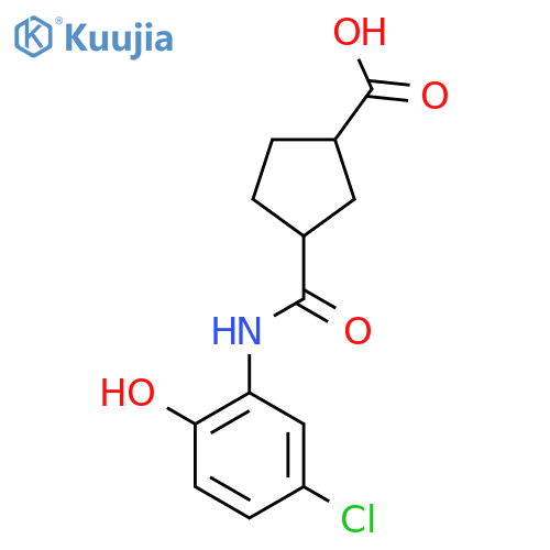 3-[(5-chloro-2-hydroxyphenyl)carbamoyl]cyclopentane-1-carboxylic acid structure