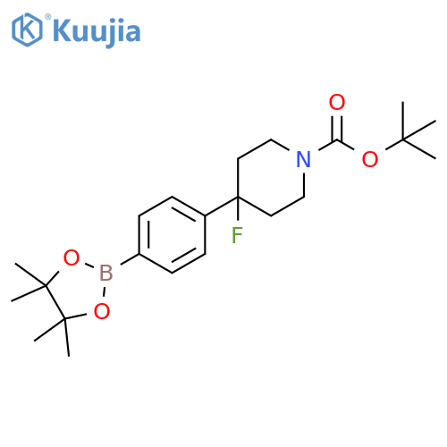 tert-butyl 4-fluoro-4-[4-(tetramethyl-1,3,2-dioxaborolan-2-yl)phenyl]piperidine-1-carboxylate structure