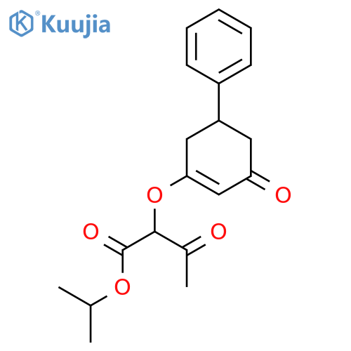 Isopropyl 3-oxo-2-(3-oxo-5-phenylcyclohex-1-en-1-yl)oxybutanoate structure