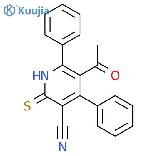 3-Pyridinecarbonitrile, 5-acetyl-1,2-dihydro-4,6-diphenyl-2-thioxo- structure