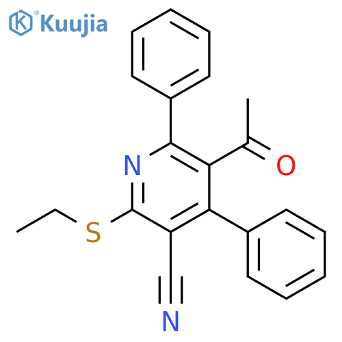 3-Pyridinecarbonitrile, 5-acetyl-2-(ethylthio)-4,6-diphenyl- structure