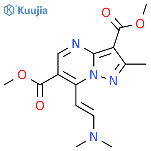 Dimethyl 7-(E)-2-(Dimethylamino)vinyl-2-methylpyrazolo1,5-apyrimidine-3,6-dicarboxylate structure