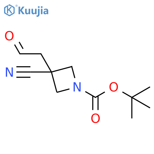 tert-butyl 3-cyano-3-(2-oxoethyl)azetidine-1-carboxylate structure