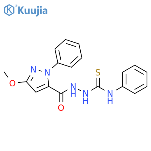 1H-Pyrazole-5-carboxylic acid, 3-methoxy-1-phenyl-,2-[(phenylamino)thioxomethyl]hydrazide structure