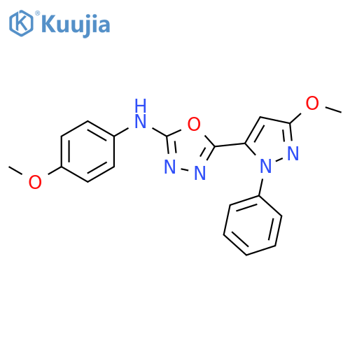 1,3,4-Oxadiazol-2-amine,N-(4-methoxyphenyl)-5-(3-methoxy-1-phenyl-1H-pyrazol-5-yl)- structure