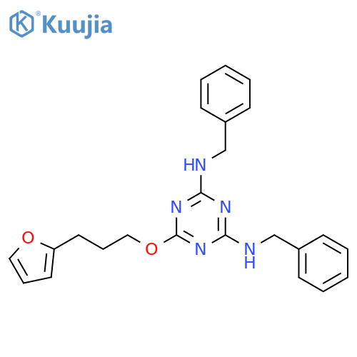 1,3,5-Triazine-2,4-diamine, 6-[3-(2-furanyl)propoxy]-N2,N4-bis(phenylmethyl)- structure