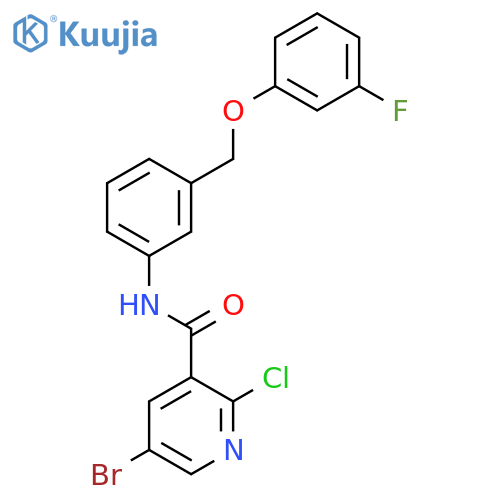 5-bromo-2-chloro-N-{3-[(3-fluorophenoxy)methyl]phenyl}pyridine-3-carboxamide structure