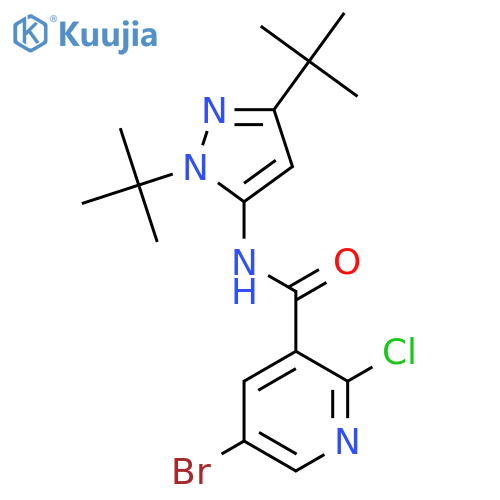 5-bromo-2-chloro-N-(1,3-di-tert-butyl-1H-pyrazol-5-yl)pyridine-3-carboxamide structure