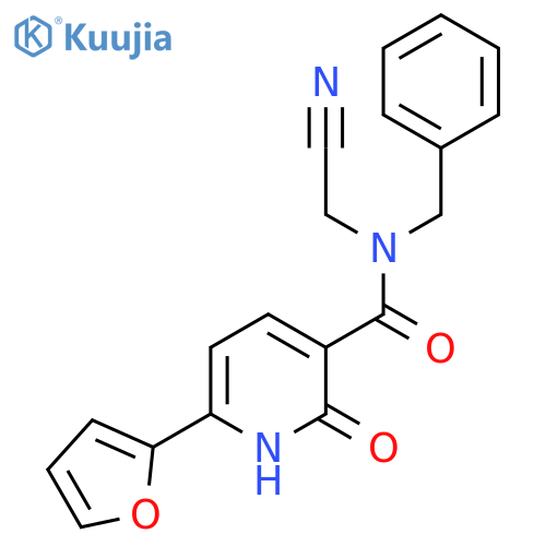 N-benzyl-N-(cyanomethyl)-6-(furan-2-yl)-2-oxo-1,2-dihydropyridine-3-carboxamide structure