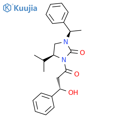(S)-3-[(S)-3-hydroxy-3-phenylpropanoyl]-4-isopropyl-1-[(R)-1-phenylethyl]imidazolidin-2-one structure