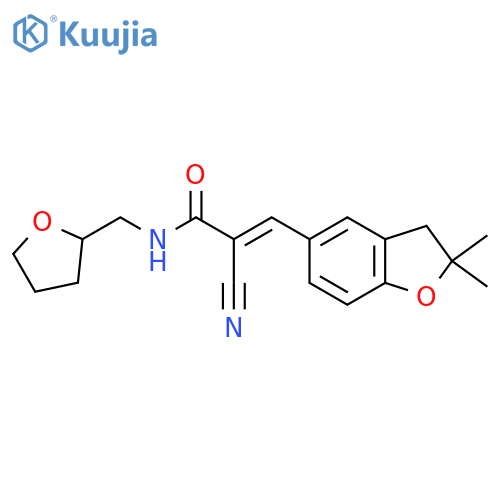 2-cyano-3-(2,2-dimethyl-2,3-dihydro-1-benzofuran-5-yl)-N-[(oxolan-2-yl)methyl]prop-2-enamide structure