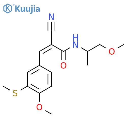 2-cyano-3-[4-methoxy-3-(methylsulfanyl)phenyl]-N-(1-methoxypropan-2-yl)prop-2-enamide structure