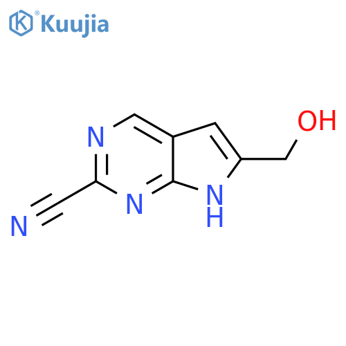 6-(Hydroxymethyl)-7H-pyrrolo[2,3-d]pyrimidine-2-carbonitrile structure
