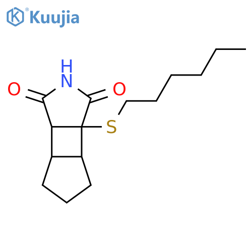 Cyclopenta[3,4]cyclobuta[1,2-c]pyrrole-1,3(2H,3aH)-dione, 3a-(hexylthio)hexahydro-, (3aR,3bR,6aS,6bS)-rel- structure