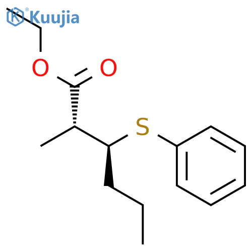 Hexanoic acid, 2-methyl-3-(phenylthio)-, ethyl ester, (R*,S*)- structure