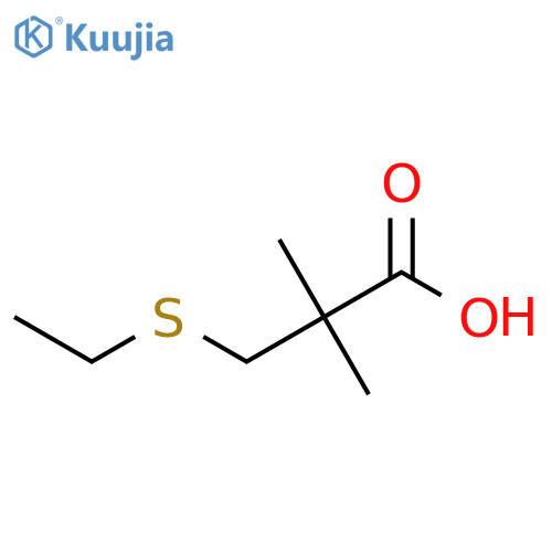 3-(ethylsulfanyl)-2,2-dimethylpropanoic acid structure