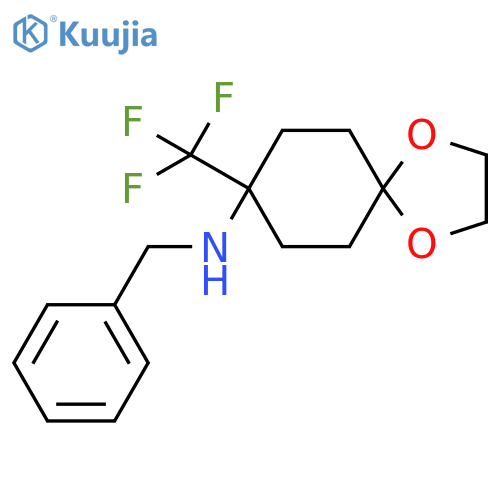 N-benzyl-8-(trifluoromethyl)-1,4-dioxaspiro4.5decan-8-amine structure