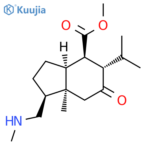 1H-Indene-4-carboxylic acid, octahydro-7a-methyl-1-[(methylamino)methyl]-5-(1-methylethyl)-6-oxo-, methyl ester, (1S,3aS,4R,5S,7aR)- structure